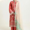 Zara Shahjahan Lawn | Light Orange | Unstitched | Wedding wear | embroidered Organza Dupatta | MAHI-1A - Image 3