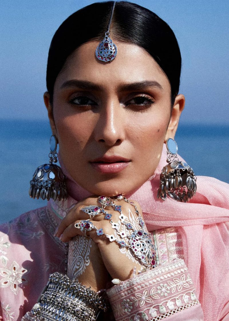 Zara Shahjahan Lawn | Light Pink | Unstitched | Wedding wear | embroidered Organza Dupatta | AMIRA-5A - Image 2