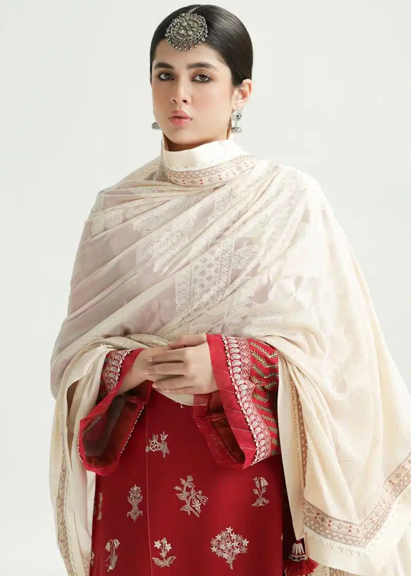 Zara Shahjahan Lawn | Rani Pink | Unstitched | Wedding wear | embroidered Organza Dupatta | MYRA-14A - Image 4