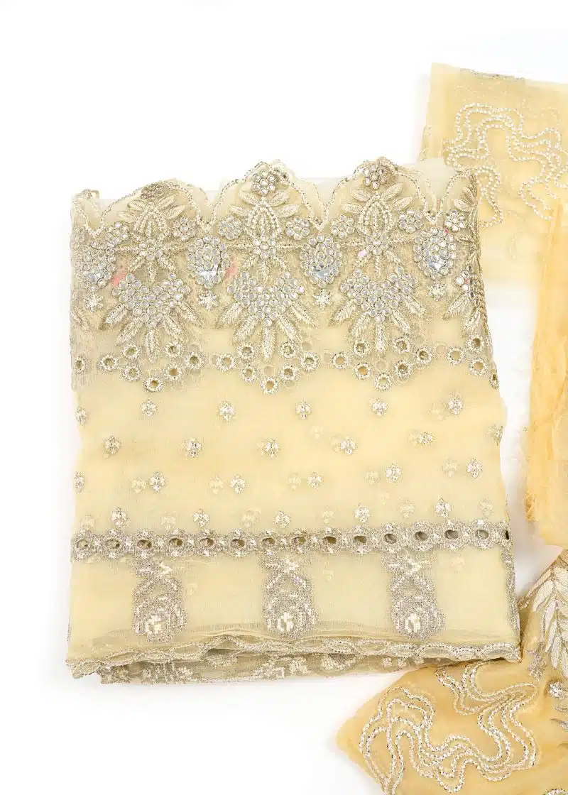 Maysarah Studio | Beige | Unstitched | Festival Wear | Kurta Set | 3 pc Set - Image 3