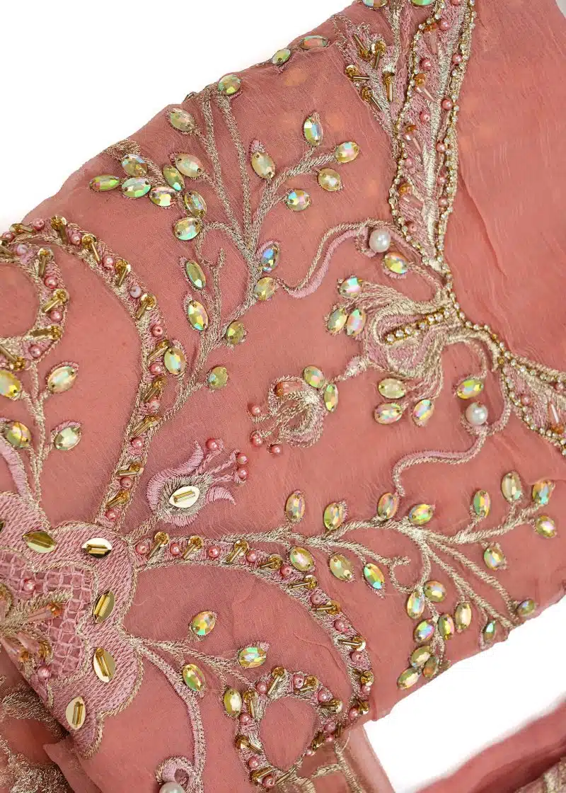 Maysarah Studio | Dark Peach | Unstitched | Festival Wear | Kurta Set | 3 pc Set - Image 2