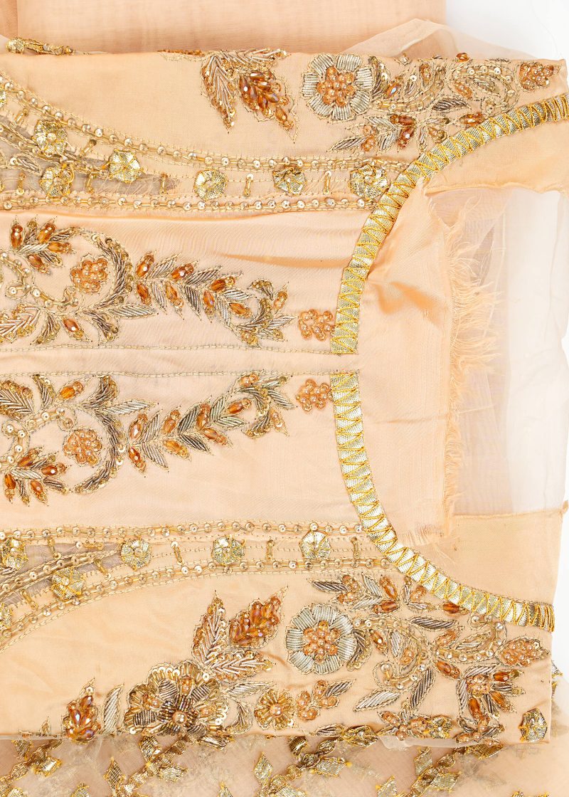 Pakistani | Beige | Unstitched | Festival Wear | Kurta Set | 3 pc Set - Image 3