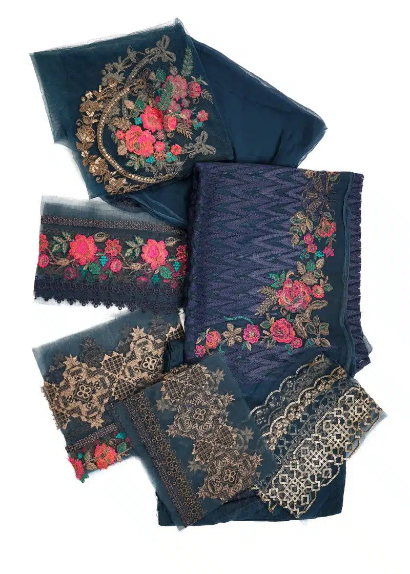 Maysarah Studio | Navy Blue | Unstitched | Festival Wear | Kurta Set | 2 pc Set