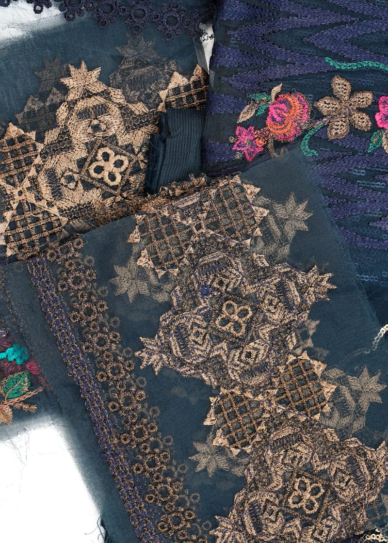 Maysarah Studio | Navy Blue | Unstitched | Festival Wear | Kurta Set | 2 pc Set - Image 2