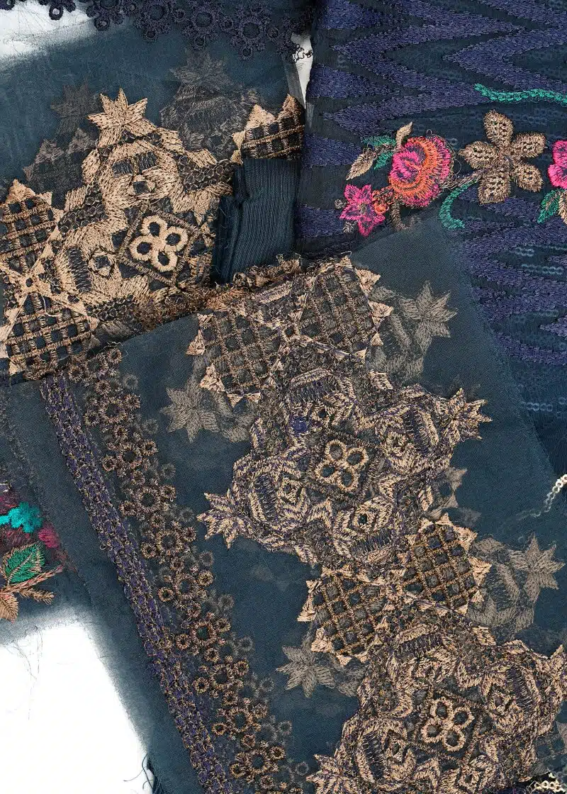 Maysarah Studio | Navy Blue | Unstitched | Festival Wear | Kurta Set | 2 pc Set - Image 2