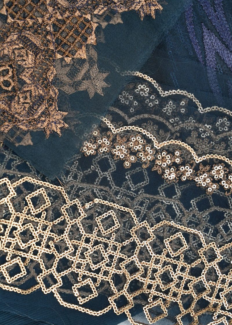 Maysarah Studio | Navy Blue | Unstitched | Festival Wear | Kurta Set | 2 pc Set - Image 4