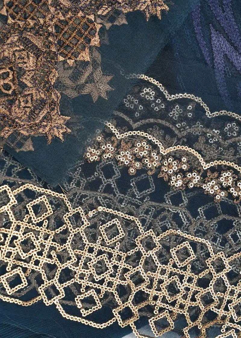 Maysarah Studio | Navy Blue | Unstitched | Festival Wear | Kurta Set | 2 pc Set - Image 4