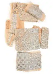 Maysarah Studio | Peach | Unstitched | Festival Wear | Kurta Set | 3 pc Set’