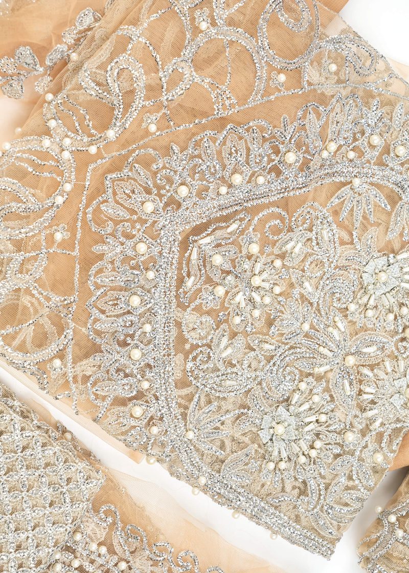 Maysarah Studio | Peach | Unstitched | Festival Wear | Kurta Set | 3 pc Set' - Image 2