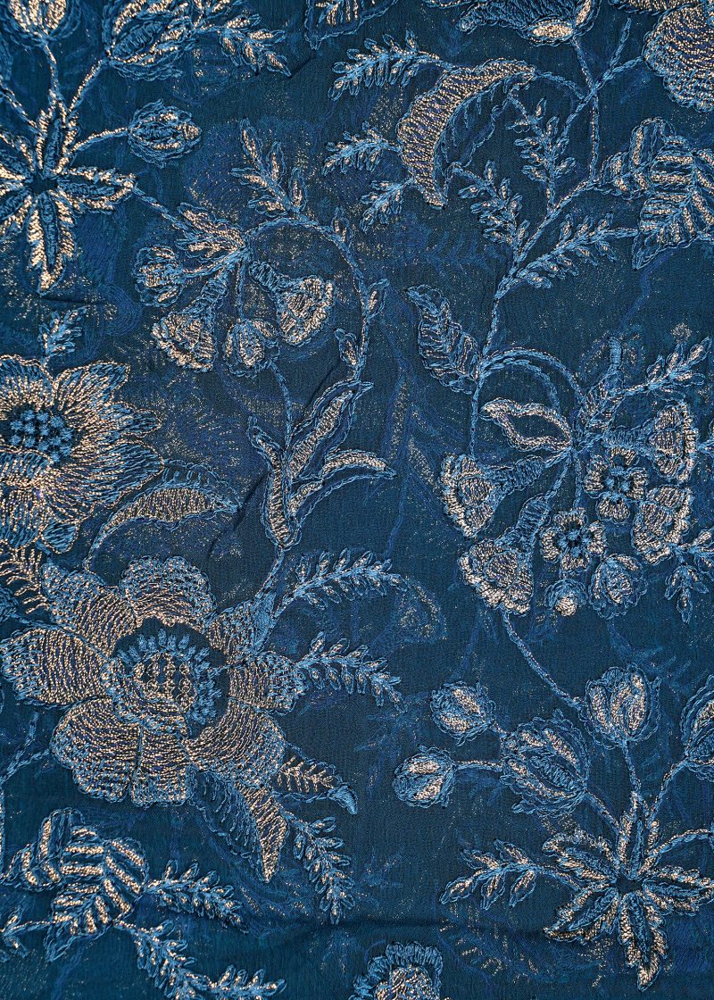 Maysarah Studio | Blue | Unstitched | Festival Wear | Kurta Set | 3 pc Set - Image 2