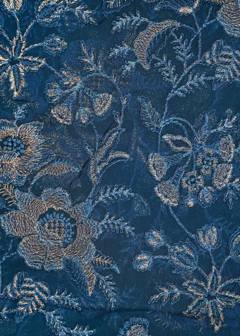 Maysarah Studio | Blue | Unstitched | Festival Wear | Kurta Set | 3 pc Set - Image 2