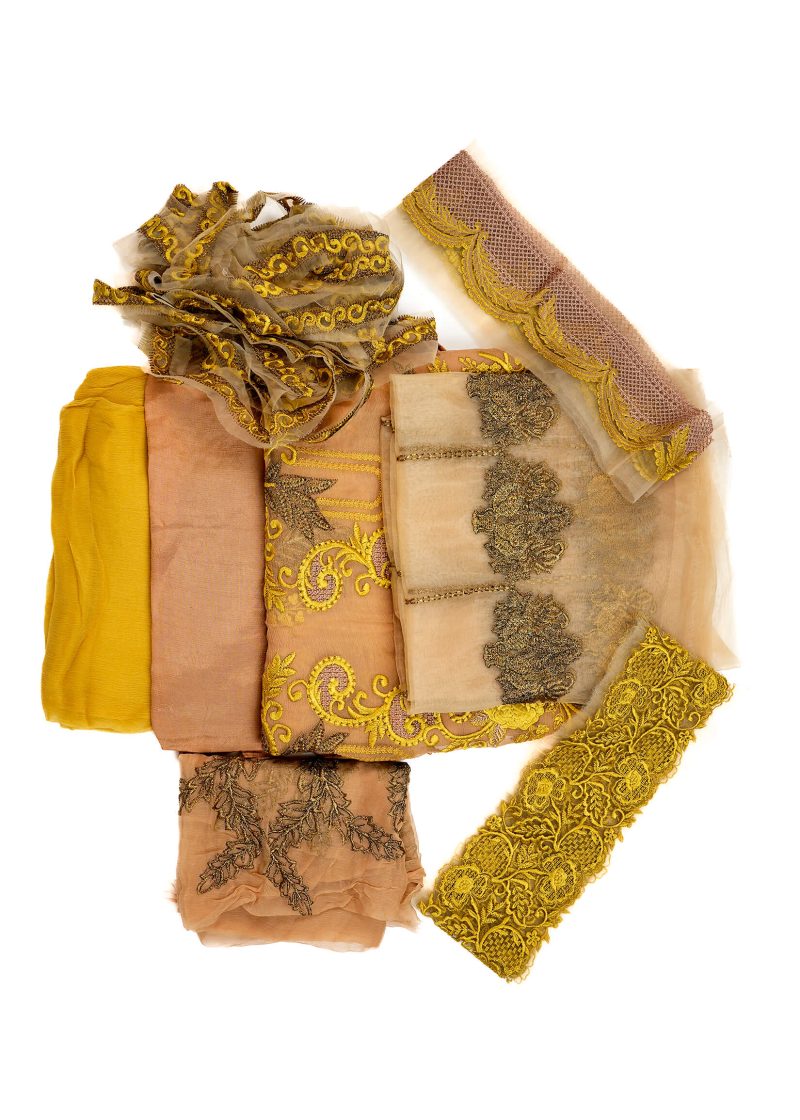 Maysarah Studio | Camel | Unstitched | Festival Wear | Kurta Set | 3 pc Set - Image 6