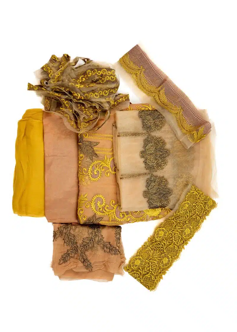 Maysarah Studio | Camel | Unstitched | Festival Wear | Kurta Set | 3 pc Set - Image 6