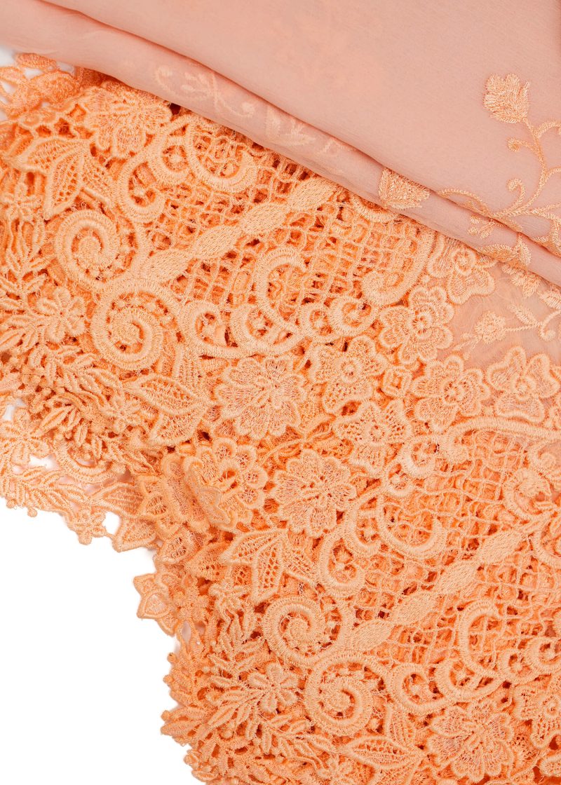 Maysarah Studio | Peach | Unstitched | Festival Wear | Kurta Set | 3 pc Set' - Image 2