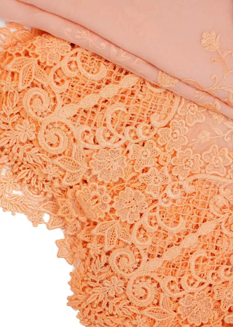 Maysarah Studio | Peach | Unstitched | Festival Wear | Kurta Set | 3 pc Set' - Image 2