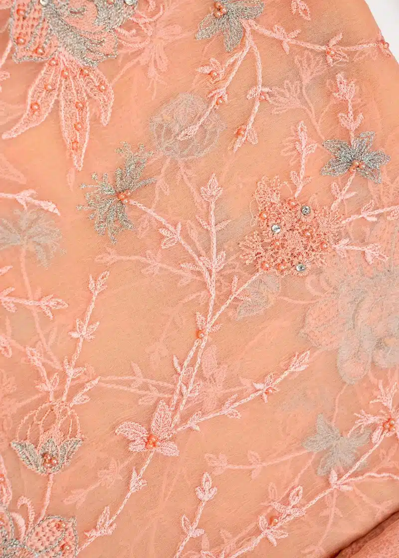Maysarah Studio | Peach | Unstitched | Festival Wear | Kurta Set | 3 pc Set' - Image 2
