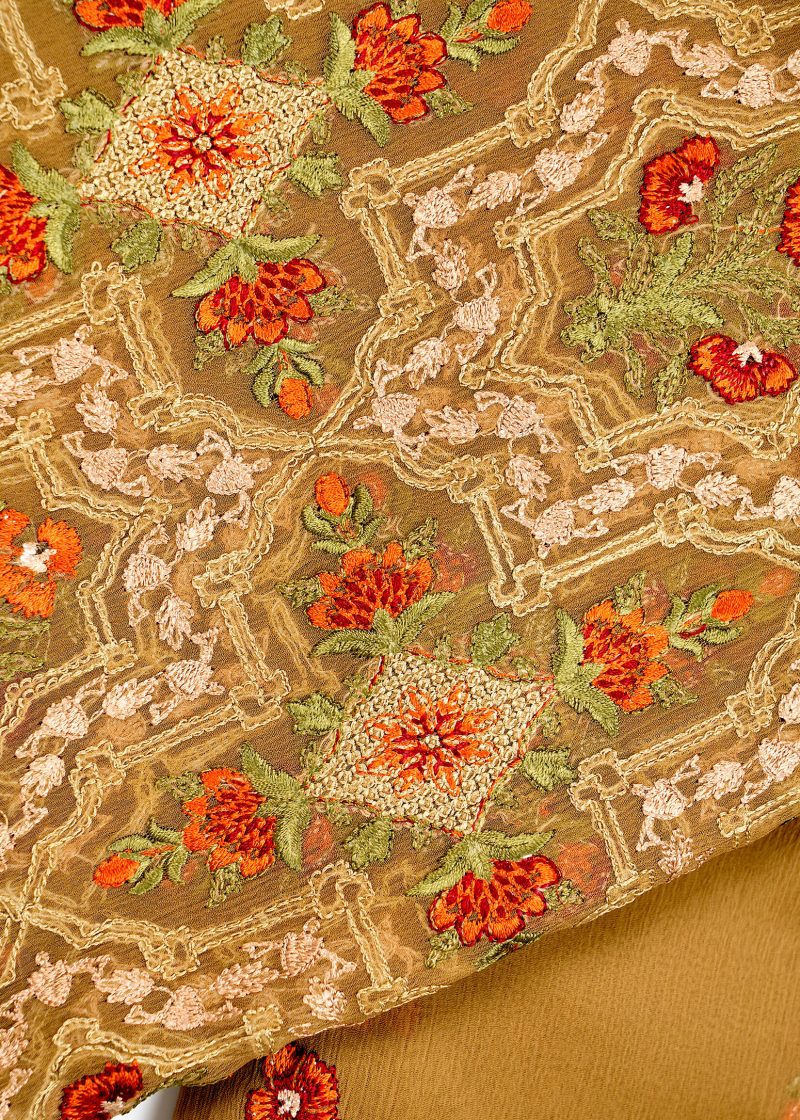 Pakistani | Brown | Unstitched | Daily Wear | Kurta Set | 3 pc Set - Image 2
