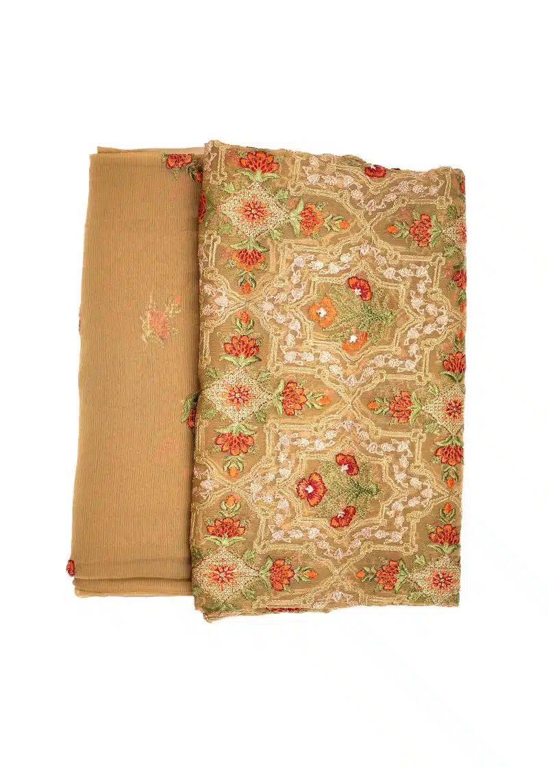 Pakistani | Brown | Unstitched | Daily Wear | Kurta Set | 3 pc Set - Image 5