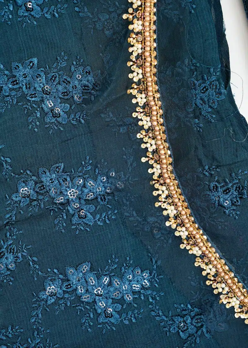 Pakistani | Blue | Unstitched | Festival Wear | Kurta Set | 3 pc Set - Image 2