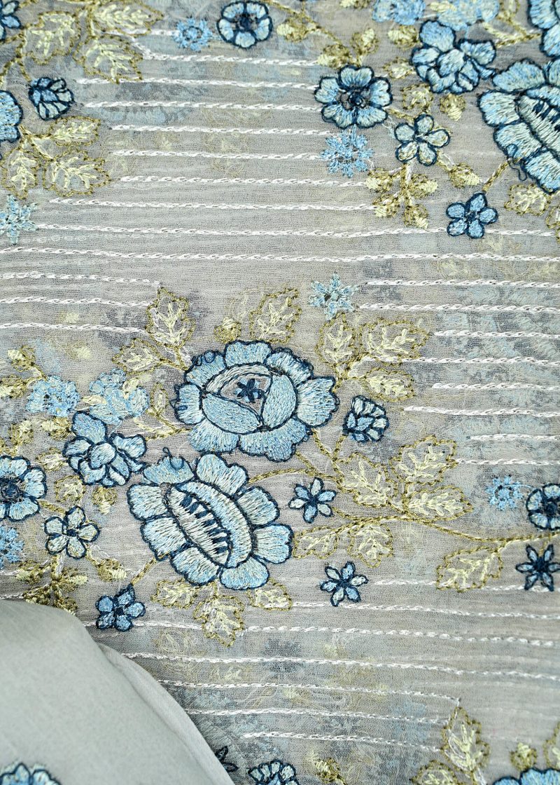 Pakistani | Grey | Unstitched | Daily Wear | Kurta Set | 3 pc Set - Image 3