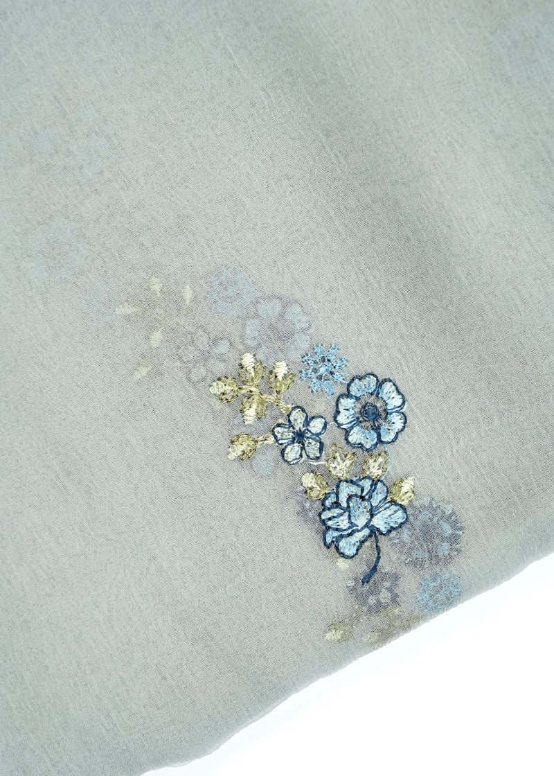 Pakistani | Grey | Unstitched | Daily Wear | Kurta Set | 3 pc Set - Image 4