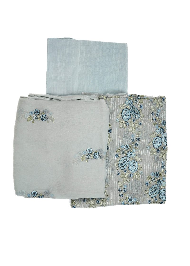 Pakistani | Grey | Unstitched | Daily Wear | Kurta Set | 3 pc Set - Image 5