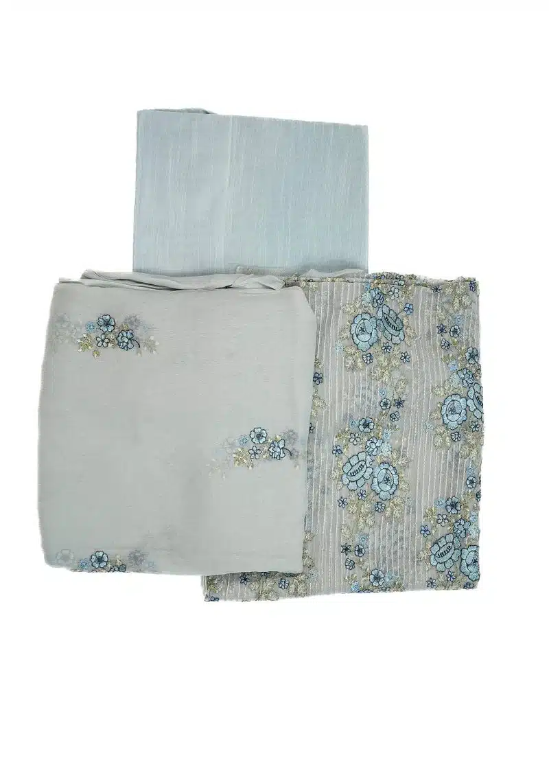 Pakistani | Grey | Unstitched | Daily Wear | Kurta Set | 3 pc Set - Image 5