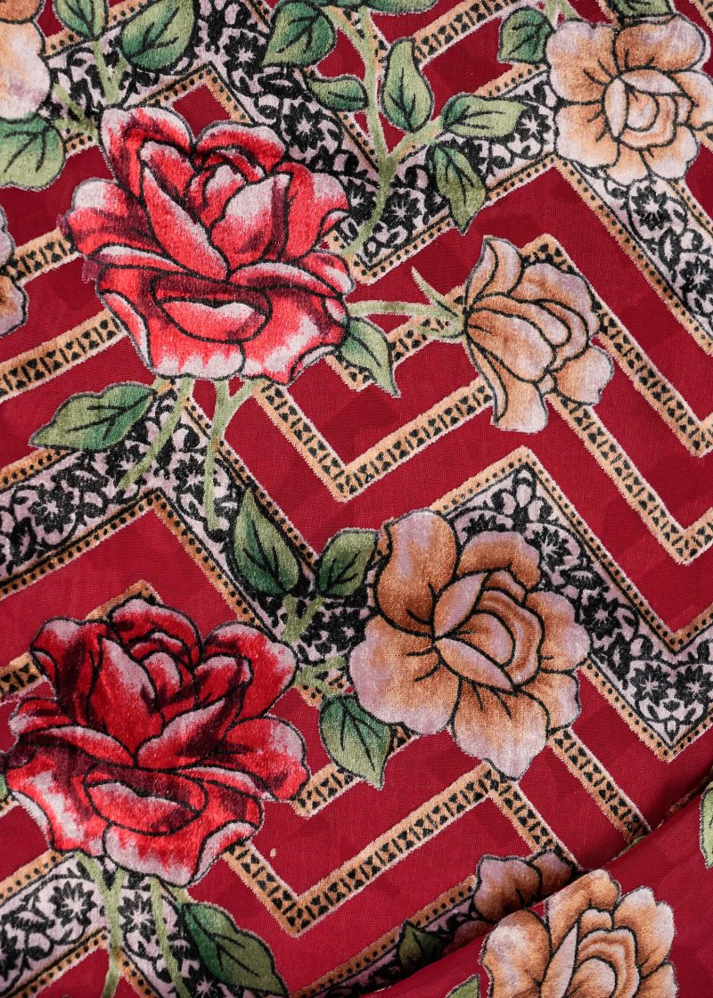 Pakistani | Red | Unstitched | Festival Wear | Kurta Set | 3 pc Set - Image 2
