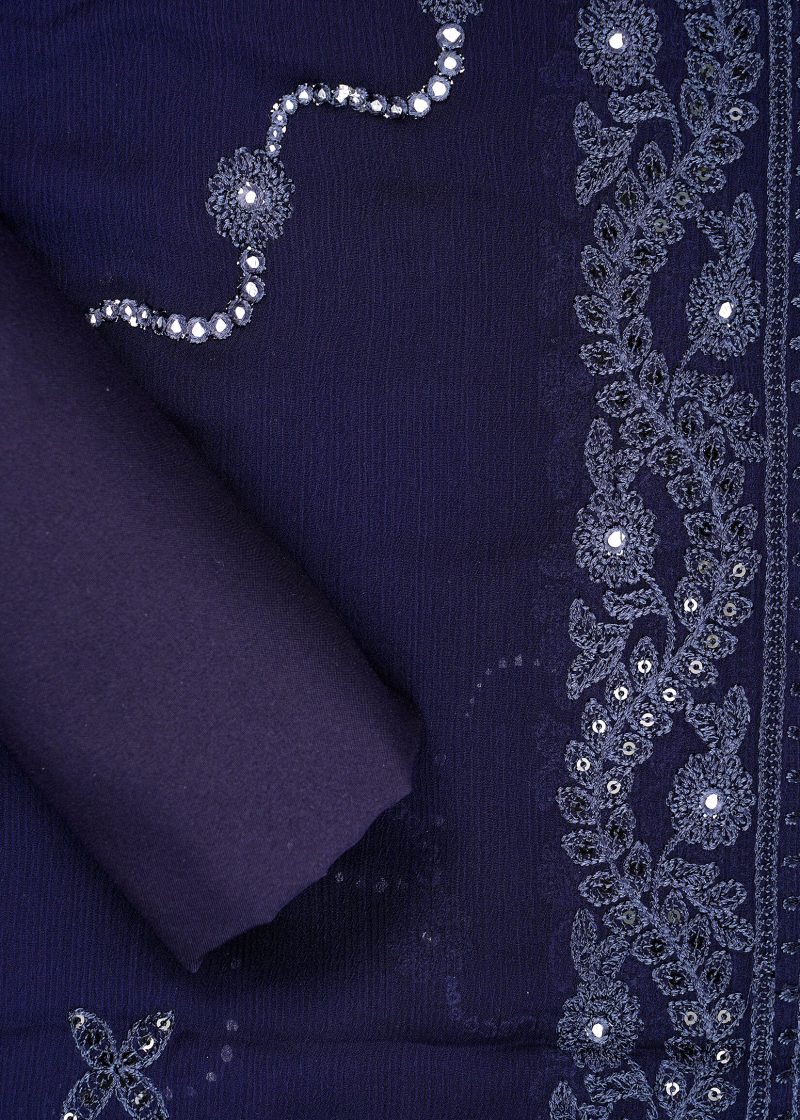 Pakistani | Blue | Unstitched | Festival Wear | Kurta Set | 3 pc Set - Image 3