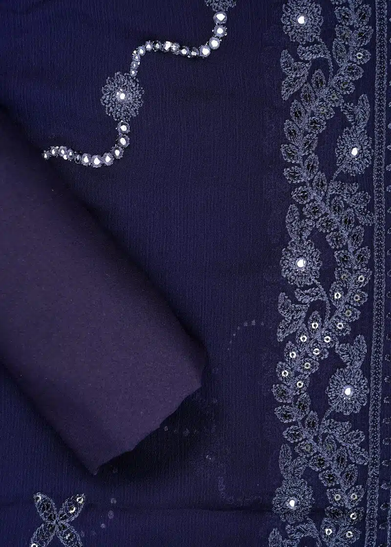 Pakistani | Blue | Unstitched | Festival Wear | Kurta Set | 3 pc Set - Image 3
