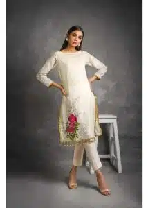 Gul Ahmed | White | Unstitched | Daily wear | Kurta Dupatta Trouser | 3 pc set