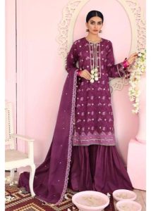 Gul Ahmed | Purple | Unstitched | Daily wear | Kurta Dupatta Trouser | 3 pc set