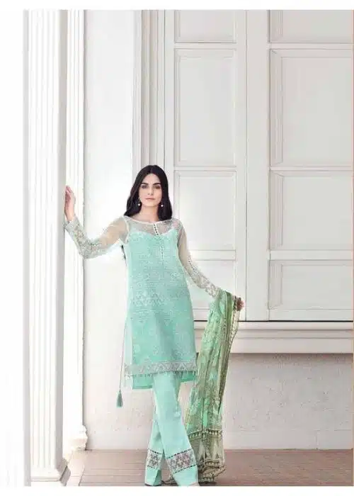 Gul Ahmed | Organza Green | Unstitched | Daily wear | Kurta Dupatta Trouser | 3 pc set