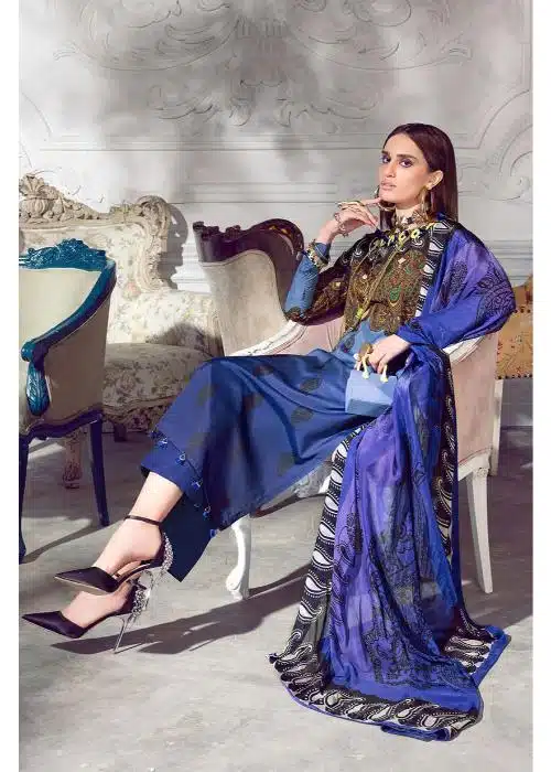 Gul Ahmed | Blue | Unstitched | Daily wear | Kurta Dupatta Trouser | 3 pc set