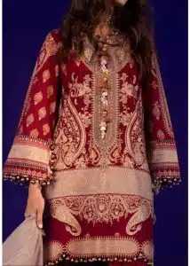 Sana Safinaz | Maroon | Unstitched | Festival Wear | Kurta Set | 3 pc Set