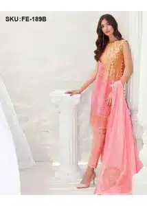 Gul Ahmed | Peach | Unstitched | Daily wear | Kurta Dupatta Trouser | 3 pc set