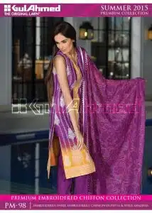 Gul Ahmed | Orange & Purple | Unstitched | Daily wear | Kurta Dupatta Trouser | 3 pc set