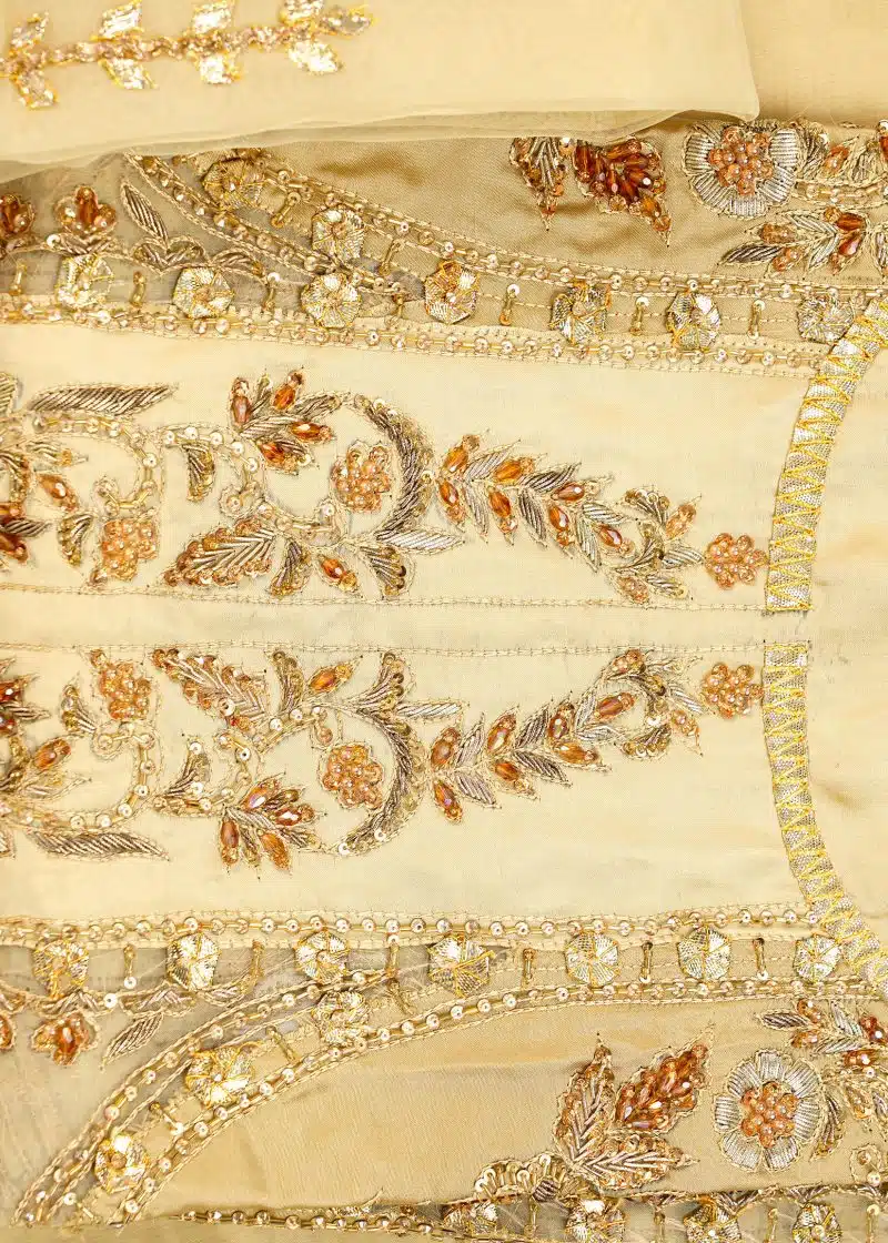 Maysarah Studio | Peach | Unstitched | Wedding Wear | Kurta Dupatta Set | 2 PC Set - Image 2