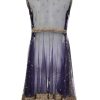 Fancy Gota | Blue | Semi Stitched | Party Wear | Frock Dupatta | 2 pc Set - Image 4
