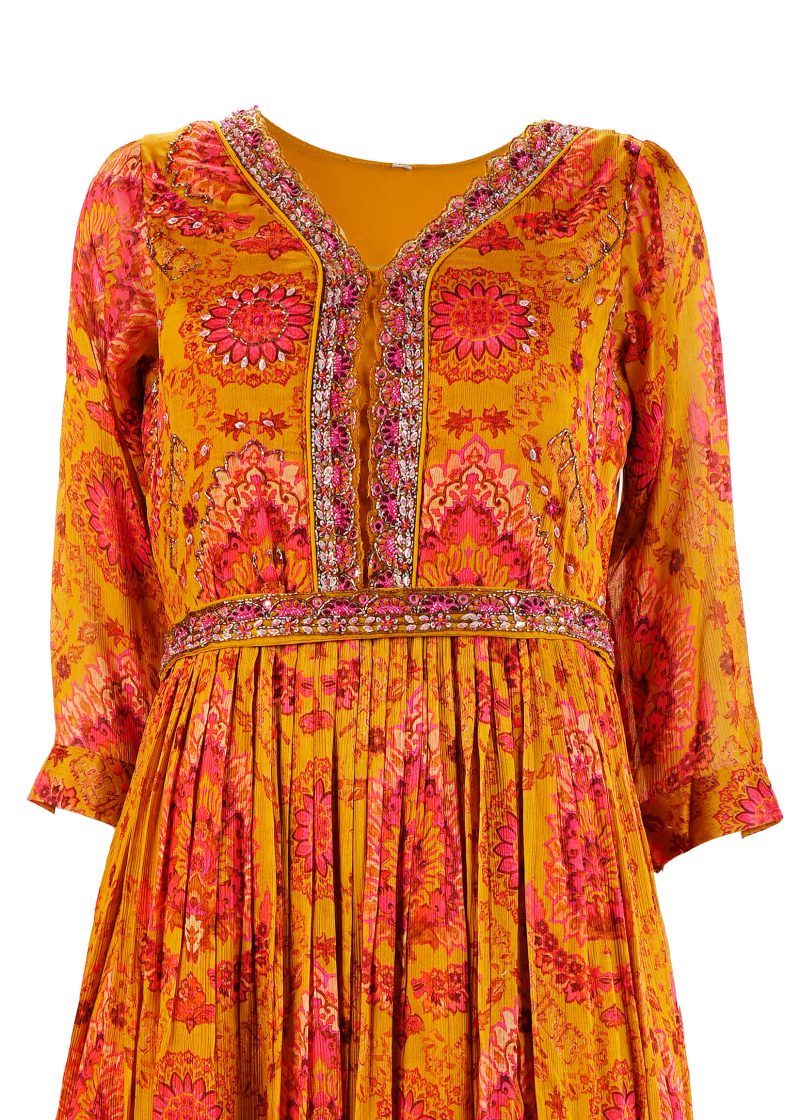 Maysarah Studio | Mustard | Semi Stitched | Wedding wear | Bridal Gown | 1 pc set - Image 2
