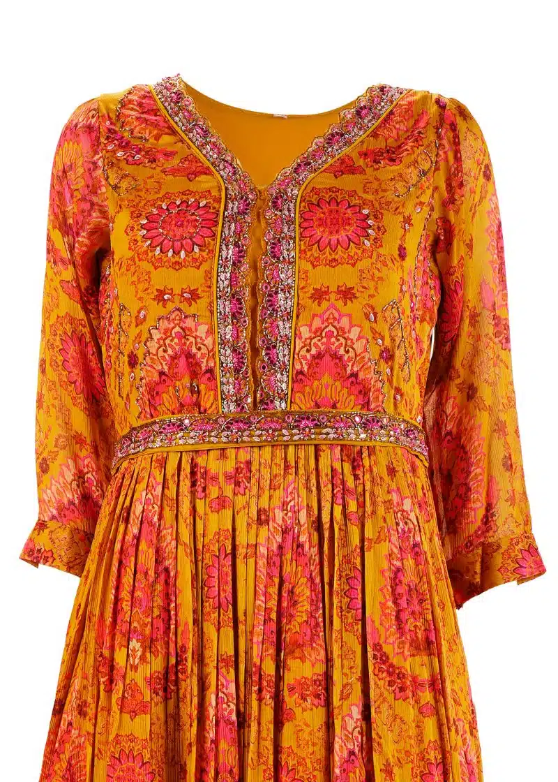 Maysarah Studio | Mustard | Semi Stitched | Wedding wear | Bridal Gown | 1 pc set - Image 2