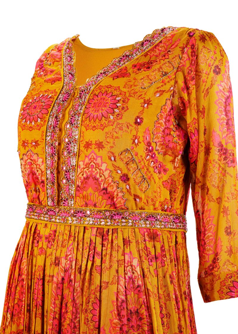 Maysarah Studio | Mustard | Semi Stitched | Wedding wear | Bridal Gown | 1 pc set - Image 3
