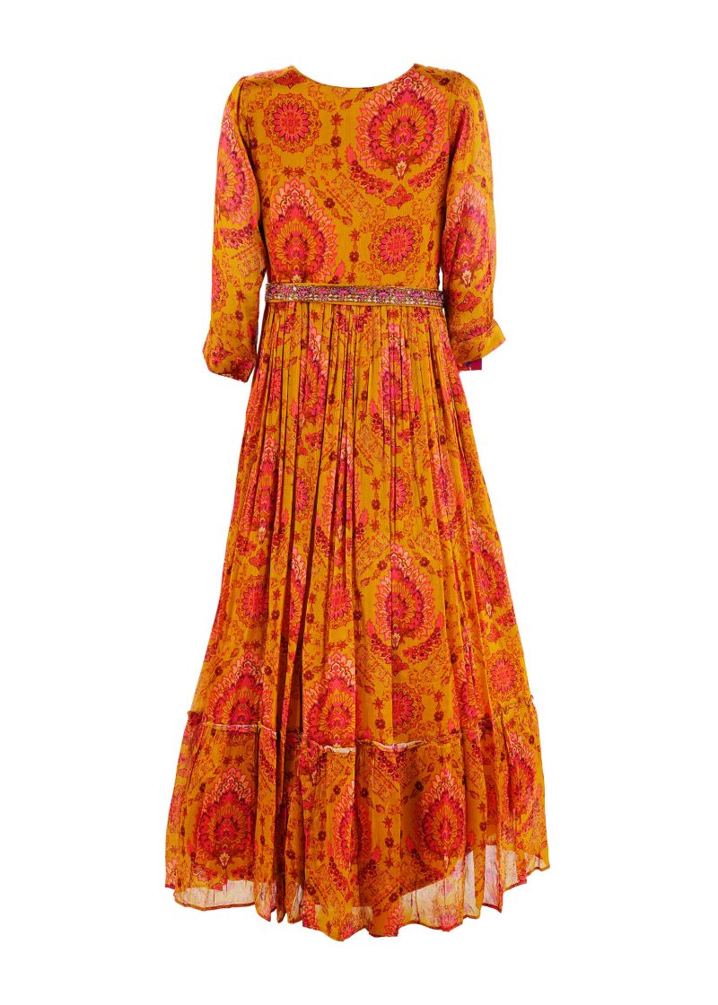 Maysarah Studio | Mustard | Semi Stitched | Wedding wear | Bridal Gown | 1 pc set - Image 4