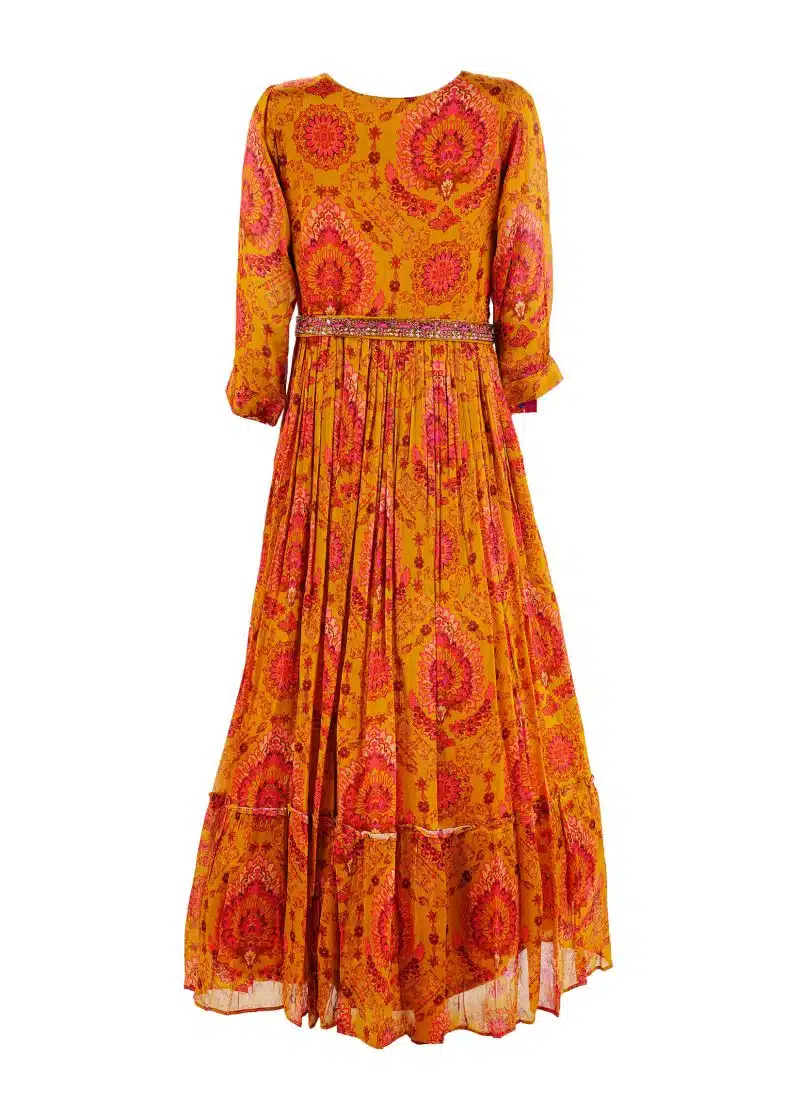 Maysarah Studio | Mustard | Semi Stitched | Wedding wear | Bridal Gown | 1 pc set - Image 4