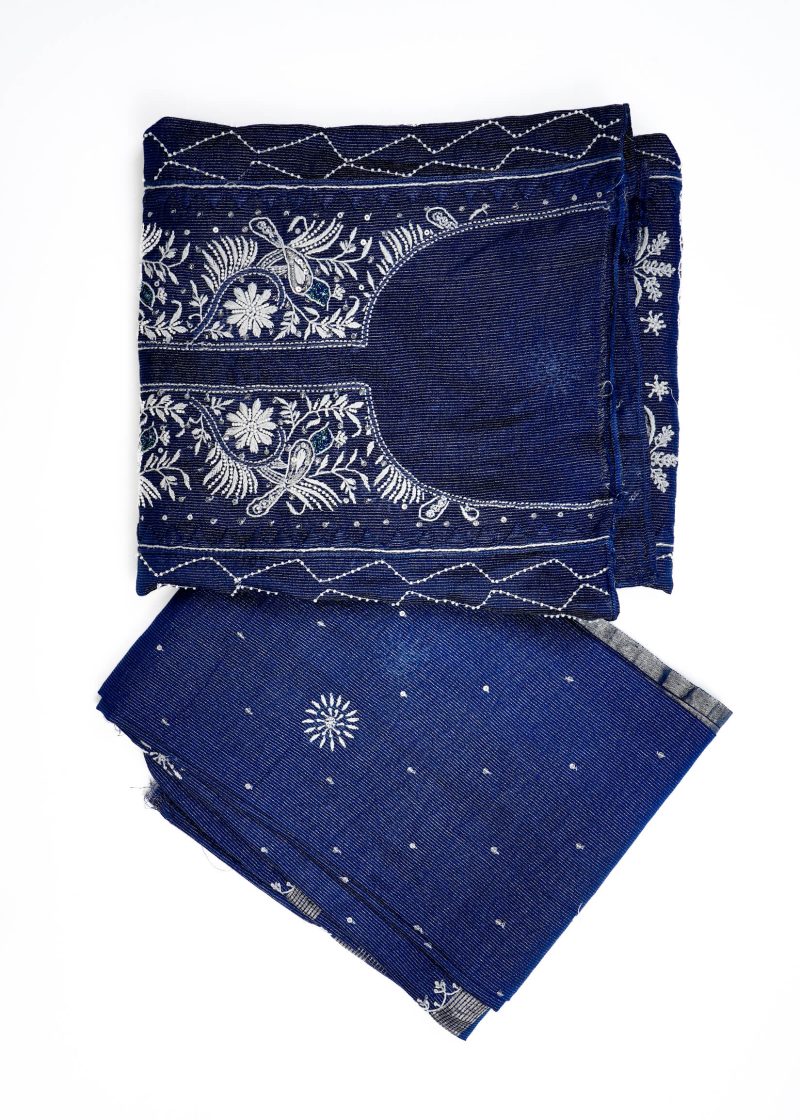 Maysarah Lucknowi | Navy Blue | Semi stitched | Daily & Festival wear | Kurta Dupatta Style | 2 pc set - Image 3