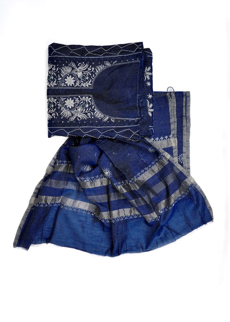 Maysarah Lucknowi | Navy Blue | Semi stitched | Daily & Festival wear | Kurta Dupatta Style | 2 pc set - Image 4