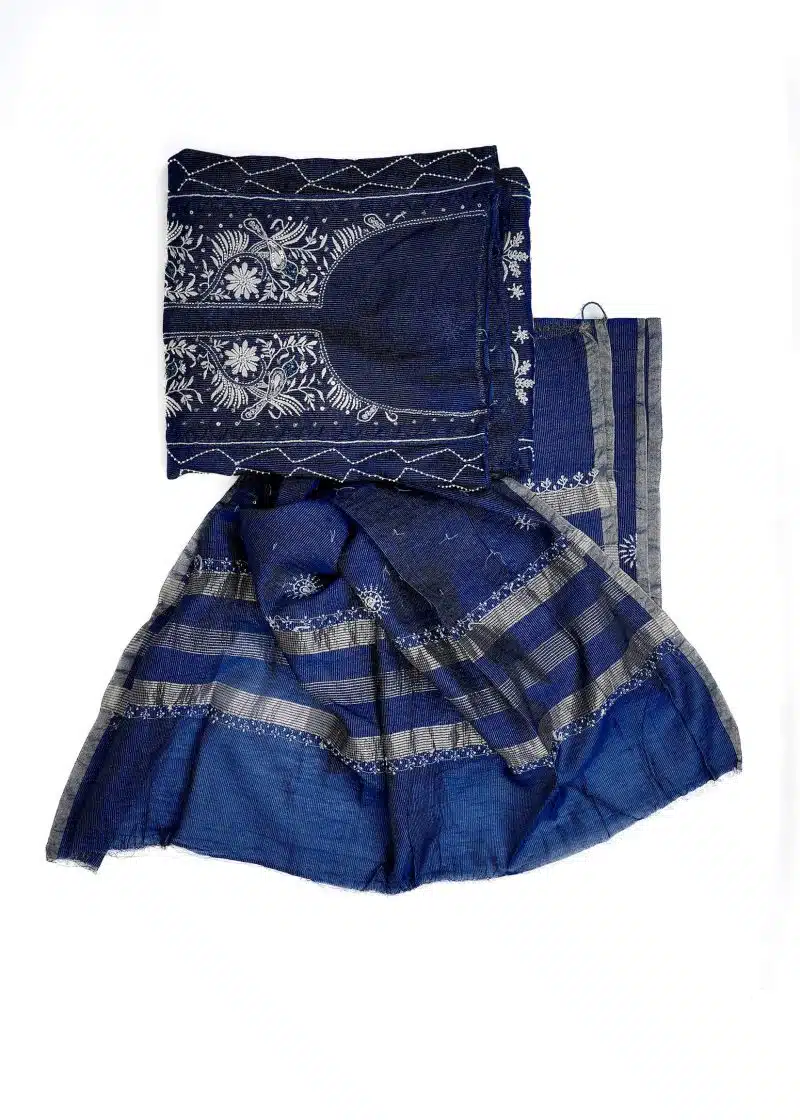 Maysarah Lucknowi | Navy Blue | Semi stitched | Daily & Festival wear | Kurta Dupatta Style | 2 pc set - Image 4