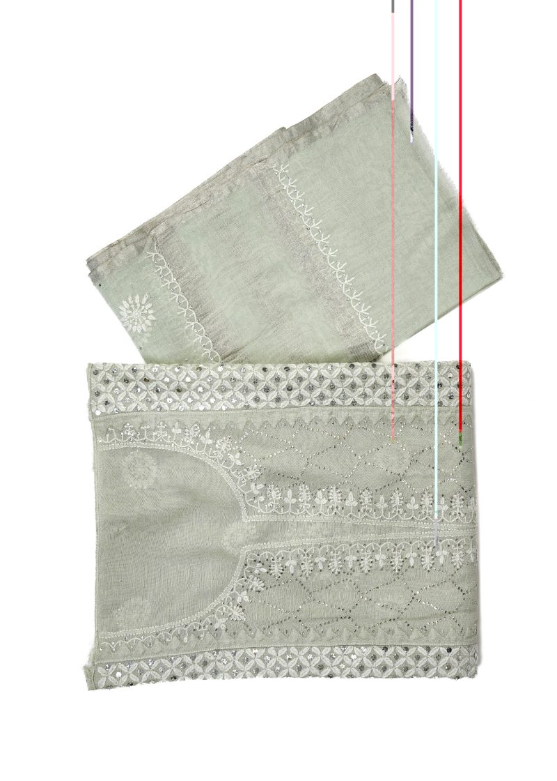Maysarah Lucknowi | Sea Green | Semi stitched | Festival wear | Kurta Dupatta Style | 2 pc set - Image 2