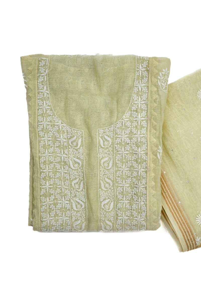 Maysarah Lucknowi | Sea Green | Semi stitched | Festival wear | Kurta Dupatta Style | 2 pc set - Image 2