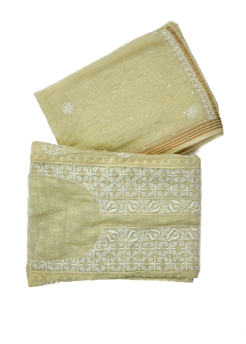 Maysarah Lucknowi | Sea Green | Semi stitched | Festival wear | Kurta Dupatta Style | 2 pc set - Image 3